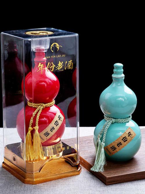 仿古1斤陶瓷酒瓶礼品包装亚克力酒盒葫芦瓶密封500ml白酒瓶子